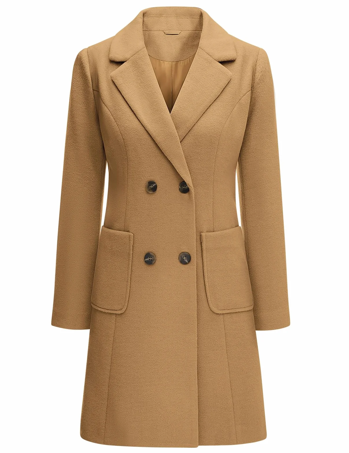 Yuson Girl Cappotto Donna Lungo Elegante Cappotti Lana Autunno e Invernale Cappottino in Lana Caldo Giacca Cardigan Doppiopetto Trench Coat Media Lunghezza Jacket Parka con Tasche