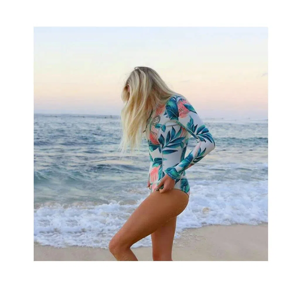 Costume da Bagno a Maniche Lunghe con Zip da Donna Costume Intero da Bagno Ricreativo Rash Guards