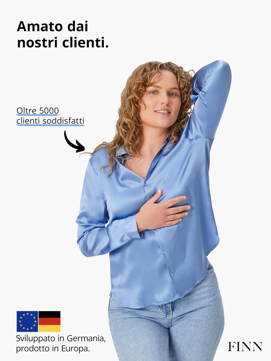 FINN Maglia Intima Anti-Sudore Donna con Assorbenti Ascellari Contro Sudorazione Eccessiva - Canottiera Antisudore con Protezione Garantita Contro Macchie di Sudore e Cattivo Odore