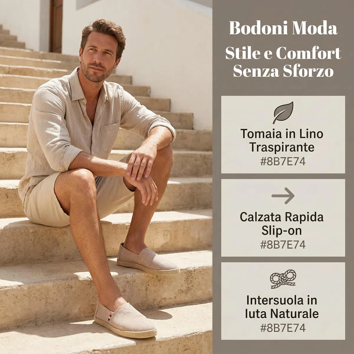 GLAMORA Espadrillas Uomo Tela Traspirante Scarpe Estate Slip-on Leggero Confortevole Suola Corda Stile Espadrillas Antiscivolo Scarpe Uomo Casual Città Spiaggia Vacanze