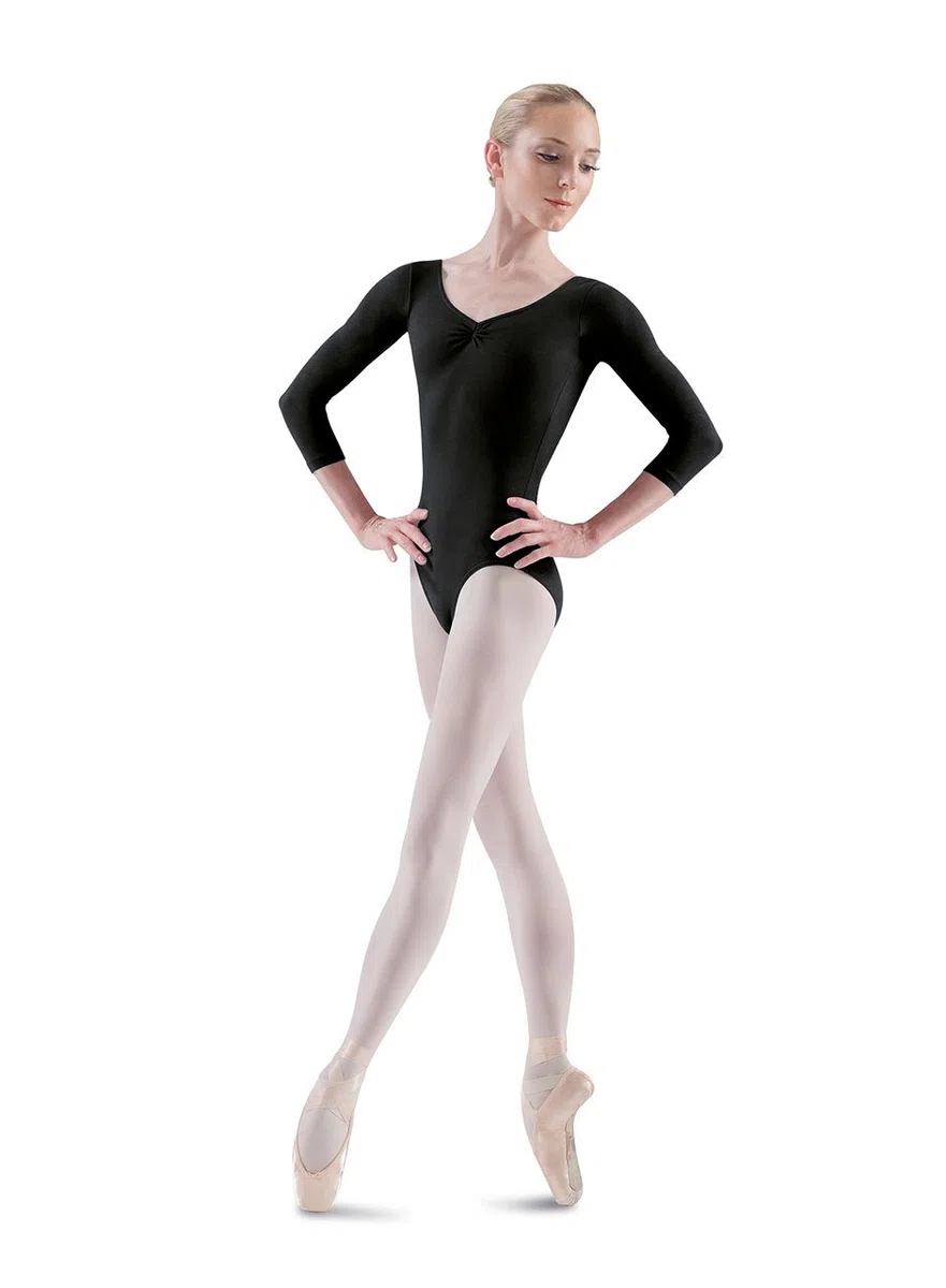 Bloch Dance Ballon Body da Donna con Maniche a 3/4, Pizzico sul Davanti e sul Retro